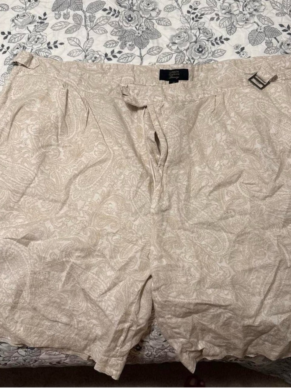 Club Room Beige Paisley Linen-Blend Men’s Shorts